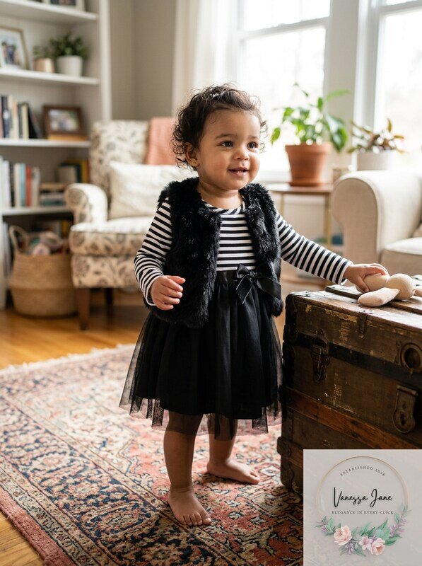 kensie Baby Girls' 3pcs Casual Dress, Black, Size 24M by Vanessa Jane