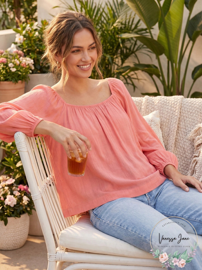 Sanctuary Womens Textured Off-the-Shoulder Top Pink, Size Large by Vanessa Jane