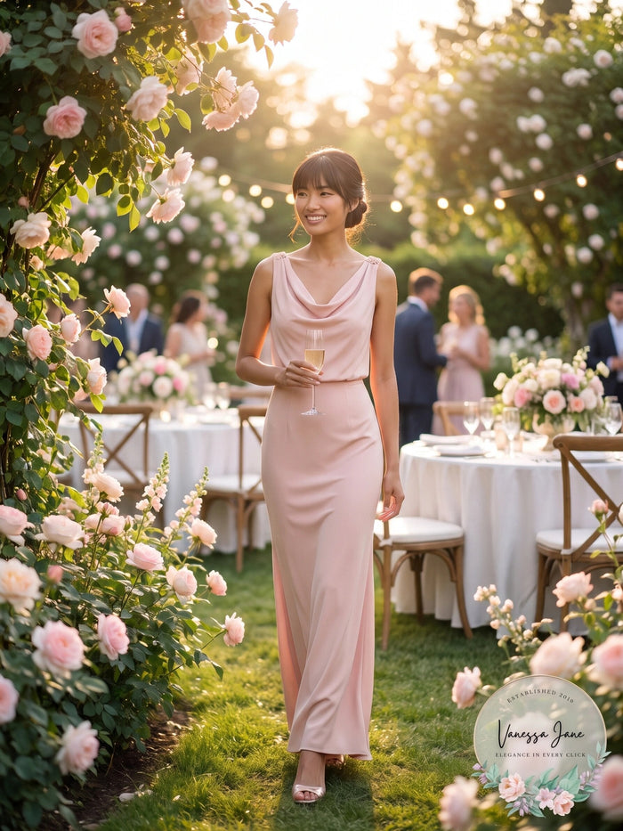 Adrianna Papell Blouson Cowlneck Gown by Vanessa Jane