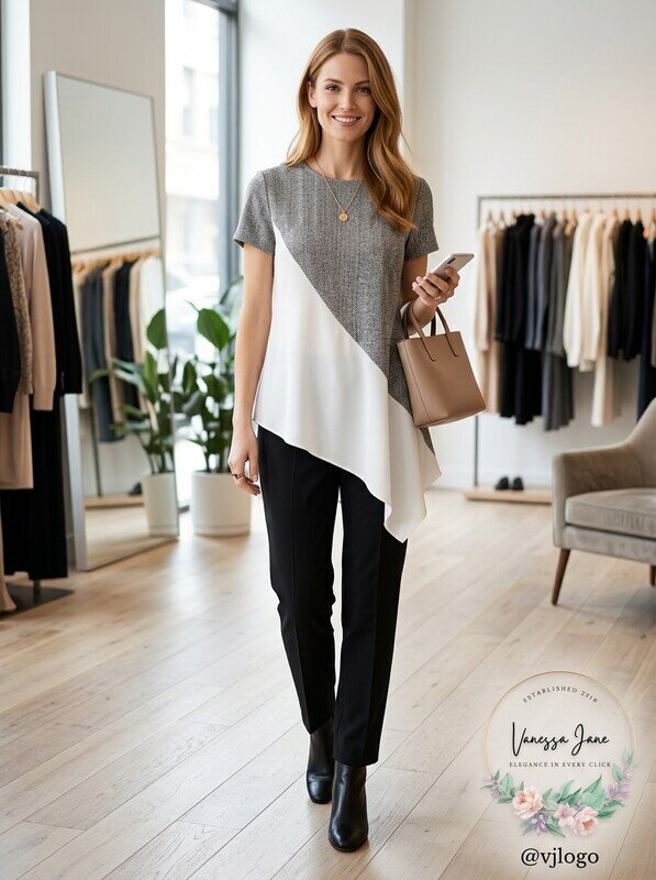 Bar III Asymmetrical Colorblocked Top, Size XL by Vanessa Jane