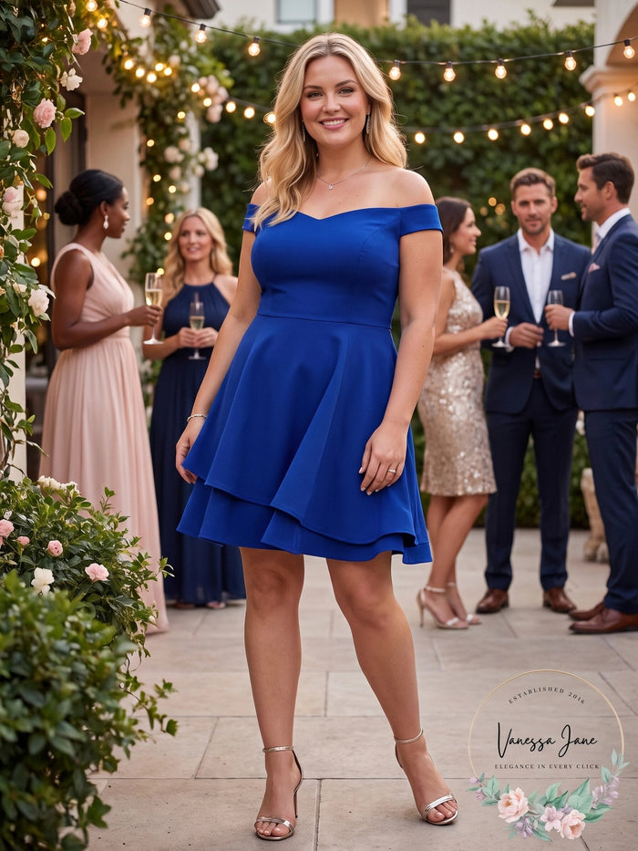 B Darlin Trendy Plus Size Off-the-Shoulder a-Line Dress by Vanessa Jane