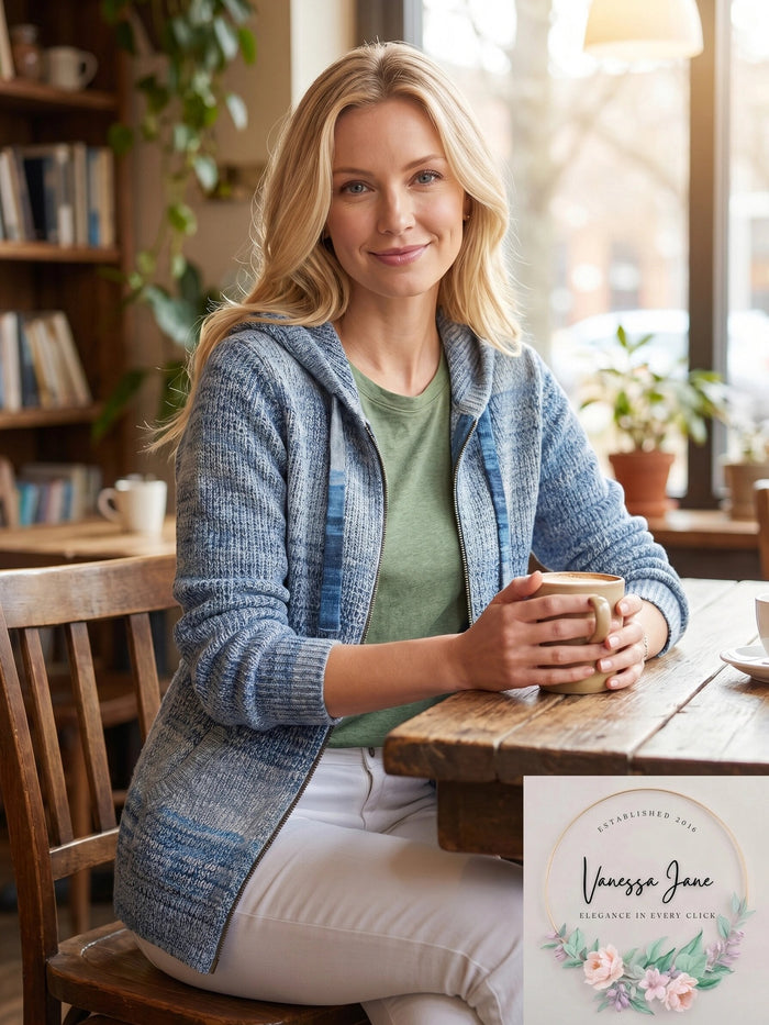 Nic + Zoe Autumn Sky Zip Hoodie Sweater by Vanessa Jane