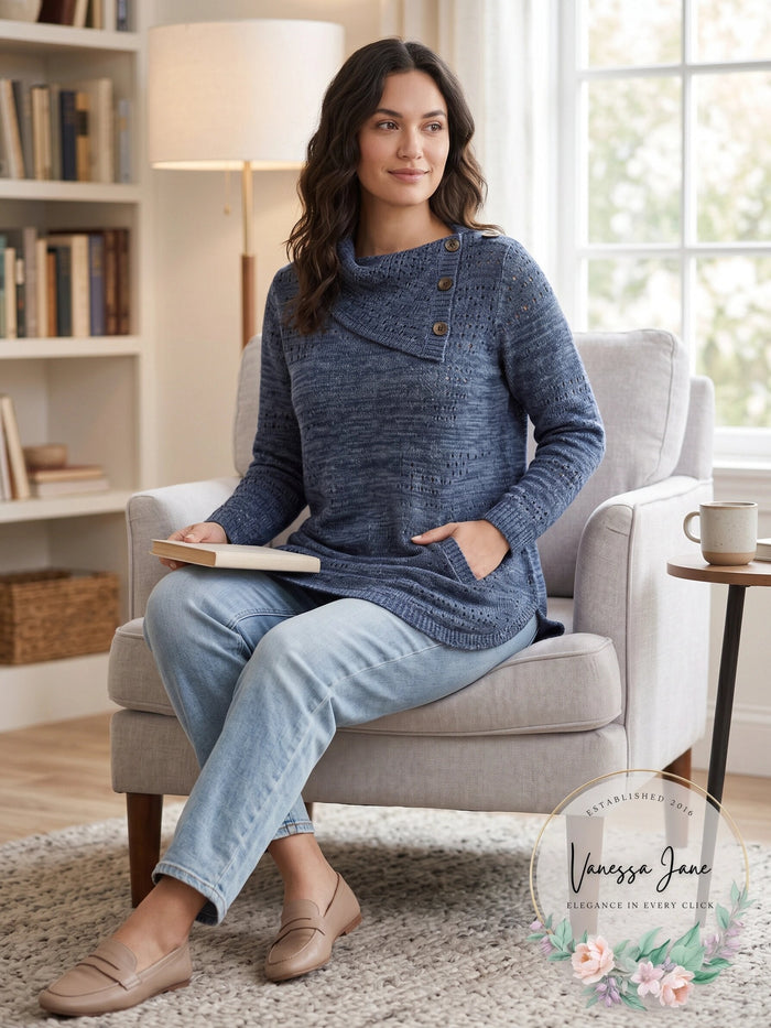 Style & Co Envelope Collar Kangaroo Pocket Sweater by Vanessa Jane