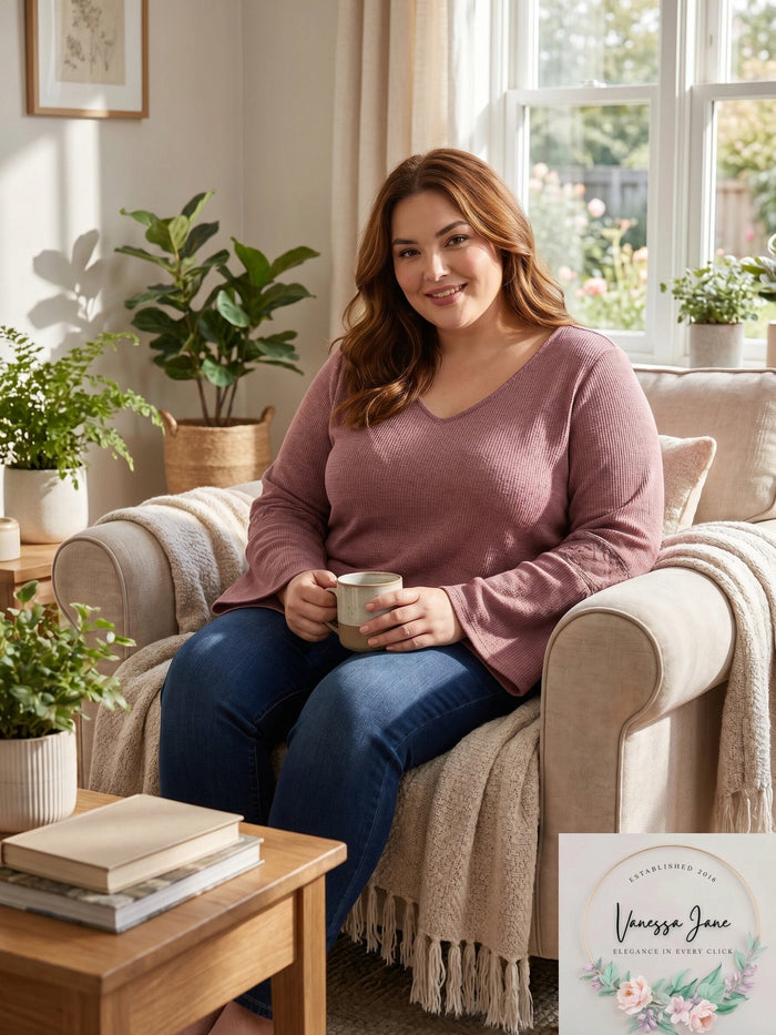 Lucky Brand Trendy Plus Size Flare-Sleeve Thermal Top by Vanessa Jane