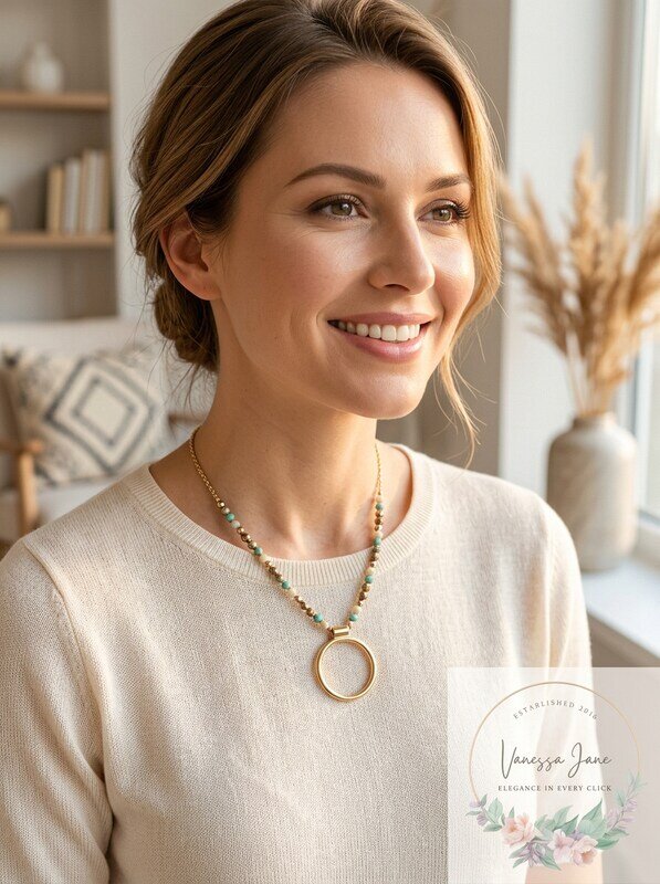 Style and Co Multi-Bead and Chain Round Circle Necklace by Vanessa Jane