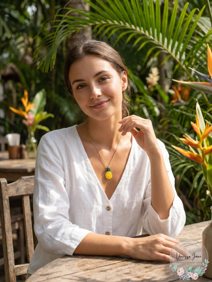 Alfani Gold-Tone Colored Pineapple Long Pendant Necklace by Vanessa Jane