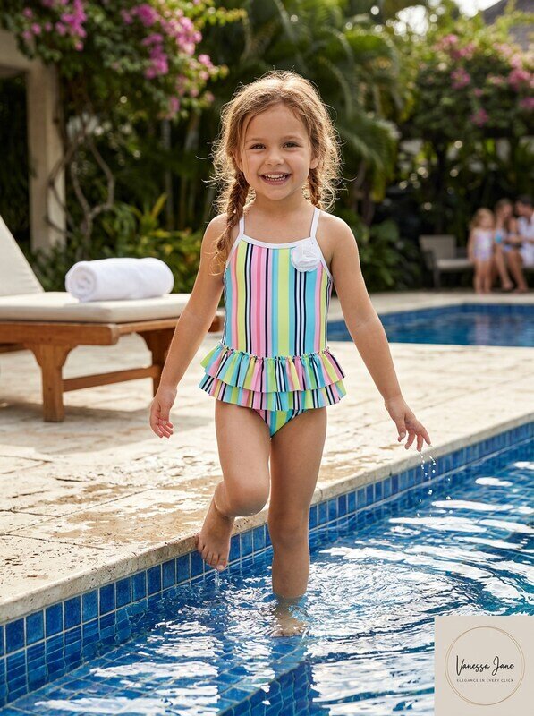 First Impressions Baby Girls Striped Swimsuit, Size 24Mo by Vanessa Jane