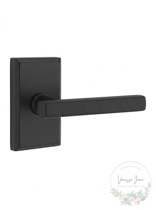Emtek Concealed Fastener Passage Set, Rectangular Rosette and Freestone Levers by Vanessa Jane