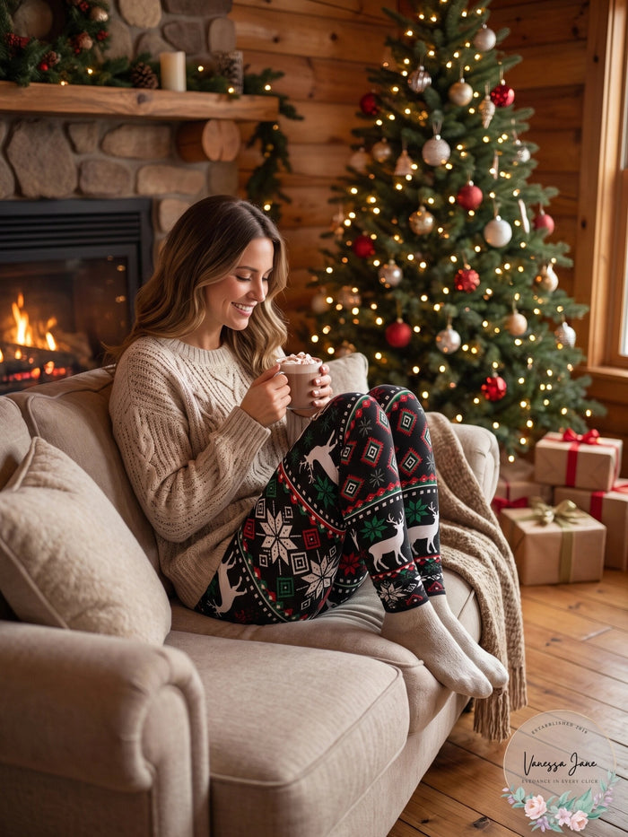 Planet Gold Juniors' Printed Holiday Leggings by Vanessa Jane
