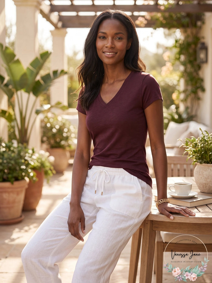 Inc International Concepts Short Sleeve Ribbed V-Neck Top, Size XS by Vanessa Jane