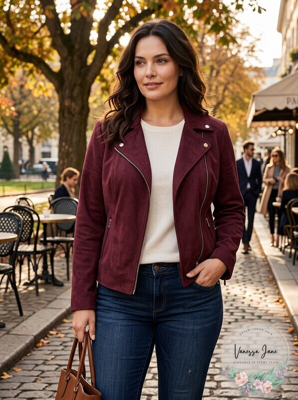 Style & Co Plus Size Faux-Suede Jacket, 0X/Port by Vanessa Jane