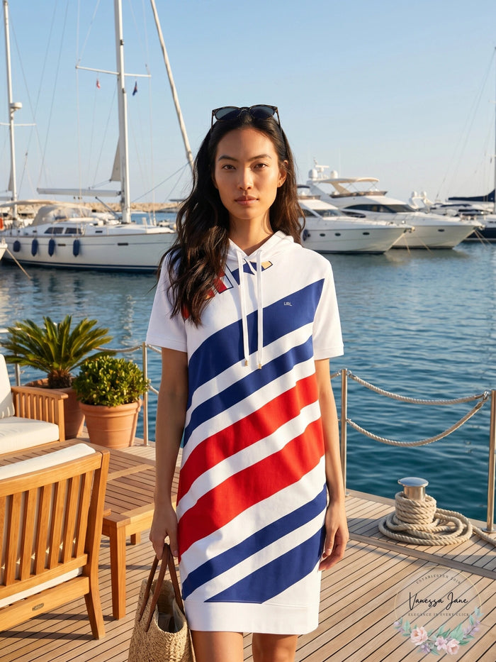 Lauren Ralph Lauren Flags and Stripes French Terry Dress, Size Medium by Vanessa Jane