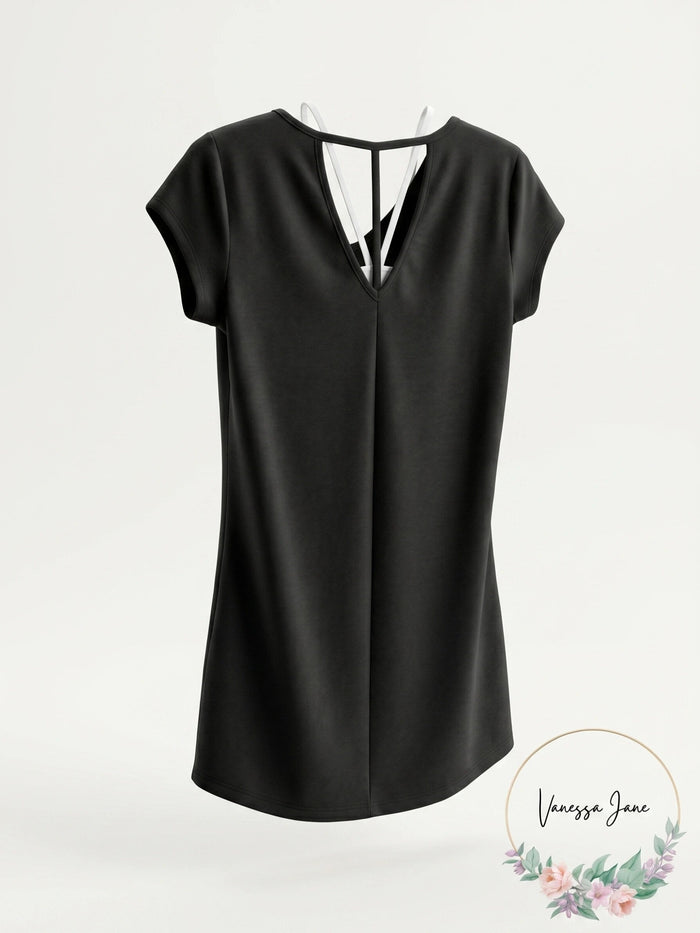Ideology Womens Solid V-Back Tunic Activewear, Size XS by Vanessa Jane