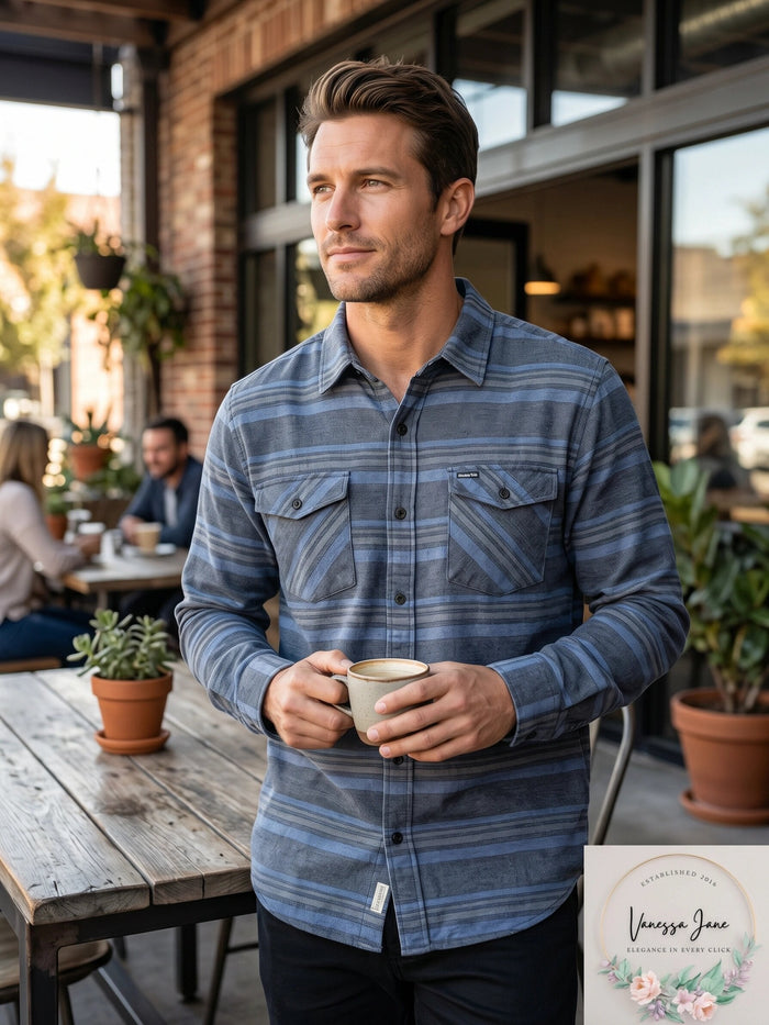 Hurley Mens Armstrong Stretch Classic-Fit Yarn-Dyed Stripe Shirt by Vanessa Jane