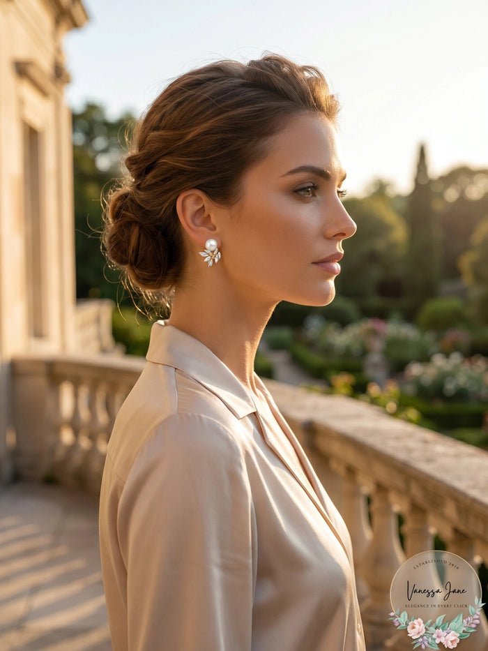 Anne Klein Cubic Zirconia & Imitation Pearl E-z Comfort Clip-on Earrings by Vanessa Jane