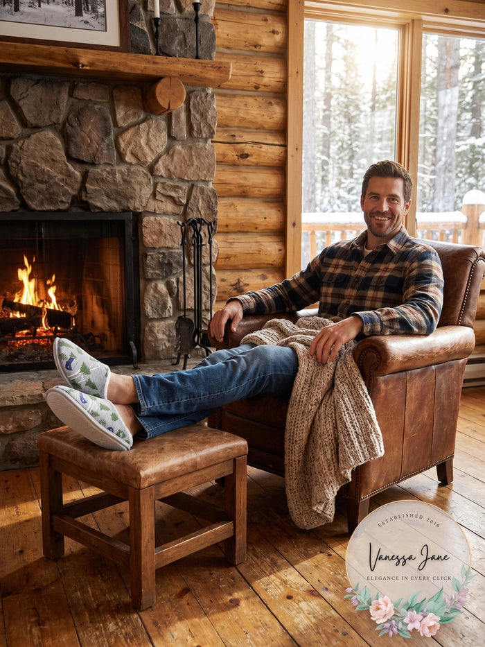 Club Room Mens Forest-Print Fleece-Lined Slippers by Vanessa Jane