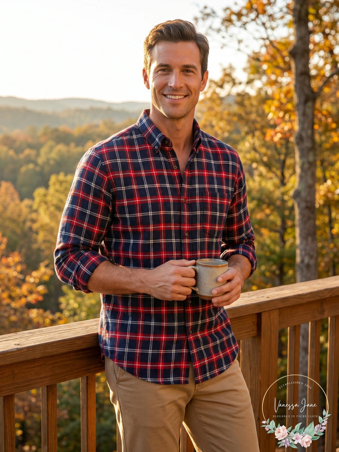 Club Room Mens Plaid Flannel Shirt by Vanessa Jane