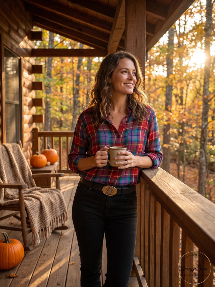 Lauren Ralph Lauren Plaid Roll-Tab-Sleeve Twill Shirt by Vanessa Jane