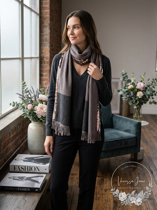 Echo Pleated Wrap Scarf Medium Gray, One Size by Vanessa Jane