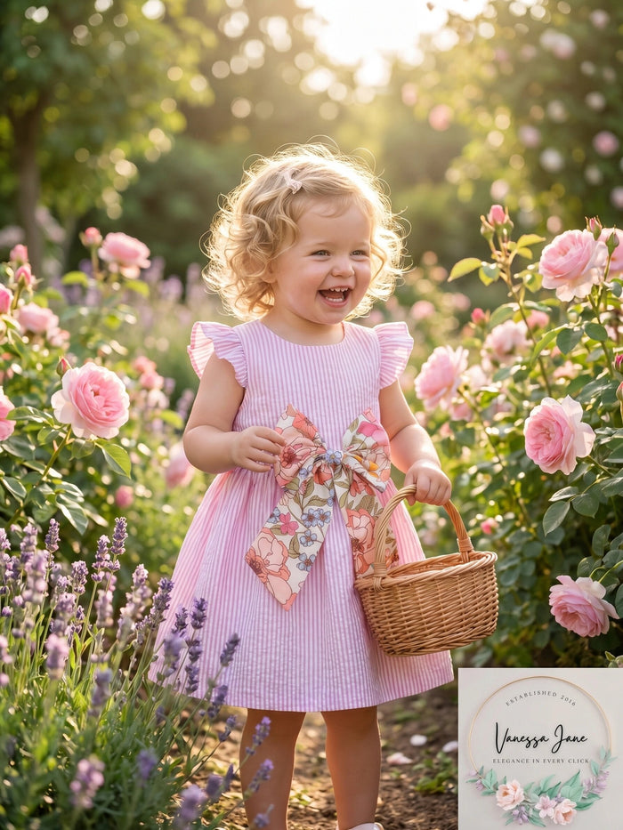 Rare Editions Baby Girls Lurex Seersucker Flutter Sleeve Dress,Pink, 3-6Months by Vanessa Jane