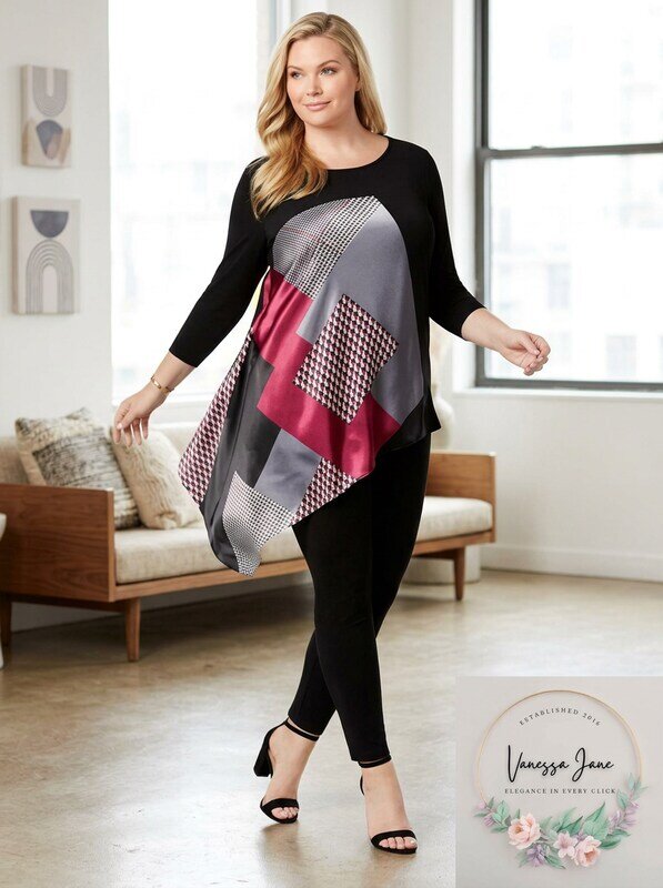 Alfani Womens Asymmetrical Tunic Blouse by Vanessa Jane