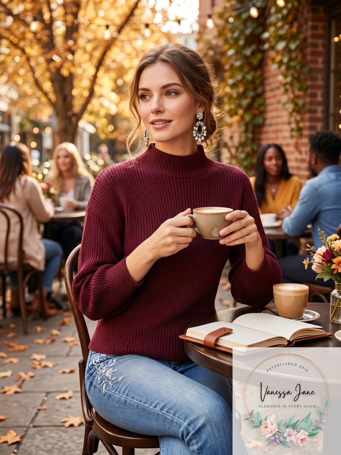 I.N.C. Volume-Sleeve Ribbed Sweater by Vanessa Jane