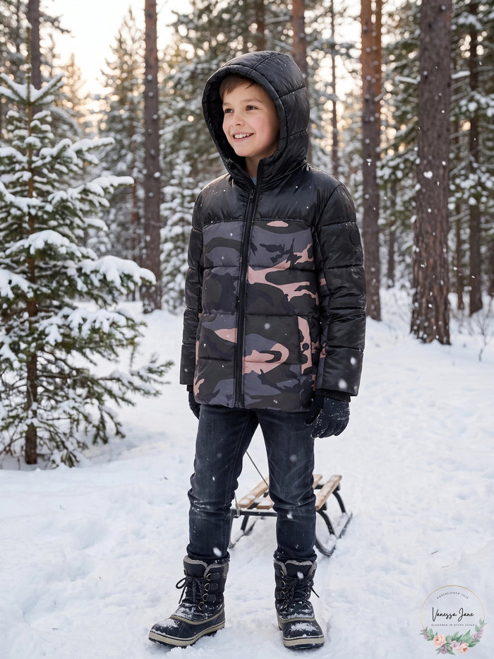 Michael Kors Big Boys Camo-Print Hooded Puffer Jacket by Vanessa Jane