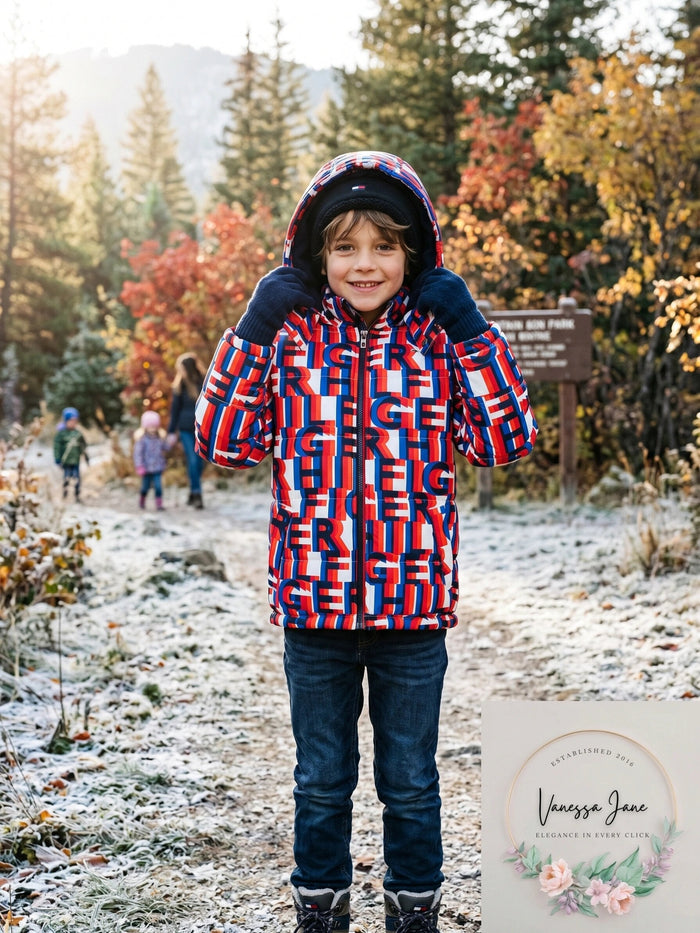 Tommy Hilfiger Boy’s Big Kids’ Hooded Logo Puffer Bright White – L by Vanessa Jane