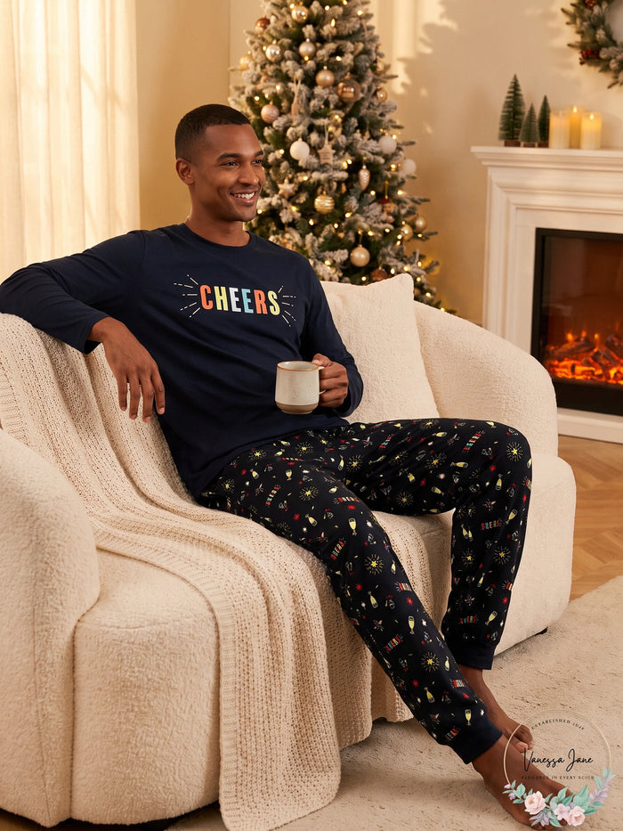 Family Pajamas Matching Mens New Years Mix It Pajama Set, Small by Vanessa Jane
