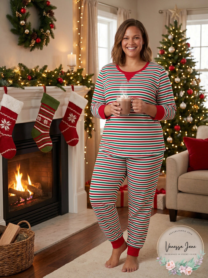 Family Pajamas Holiday Stripe Matching Pajama Set by Vanessa Jane