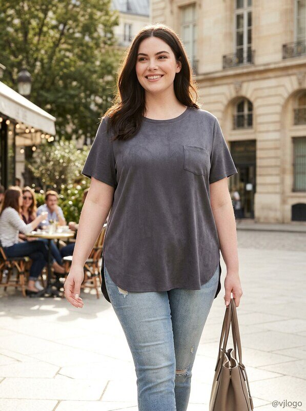 Style & Co Plus Size Shirttail-Hem Suede Top, Size 0X by Vanessa Jane