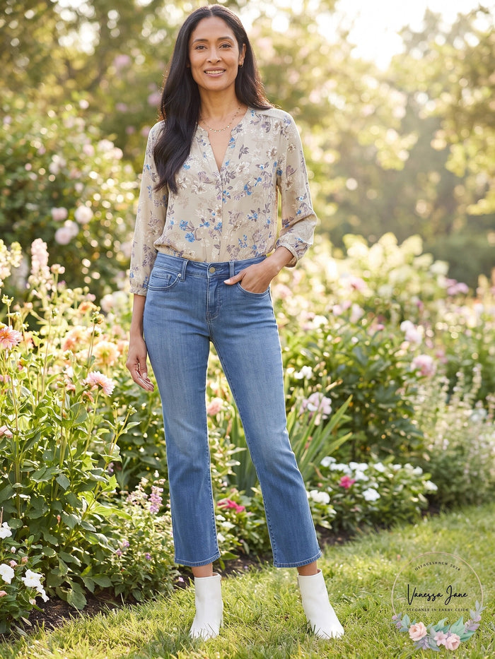 NYDJ Womens Marilyn Straight Ankle Jeans in Petite, Size 0P by Vanessa Jane