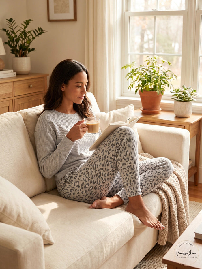 Jenni Ribbed Pajama Jogger Pants, Size Small by Vanessa Jane