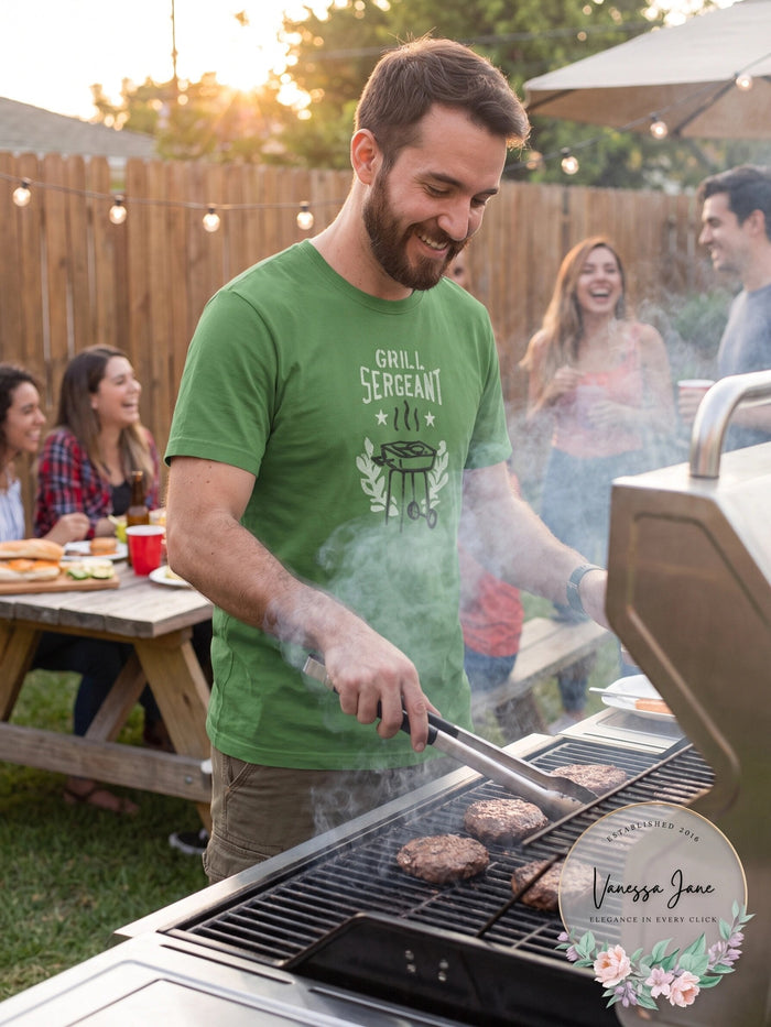 Life is Good Mens Grill Sergeant Crusher Tee, Treetop Green, Small by Vanessa Jane