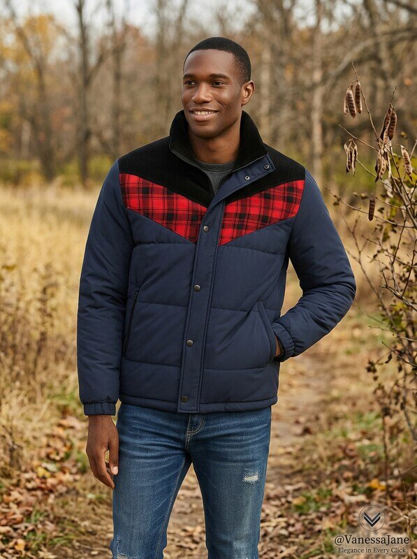 American Rag Mens Brady Colorblocked Puffer Jacket by Vanessa Jane