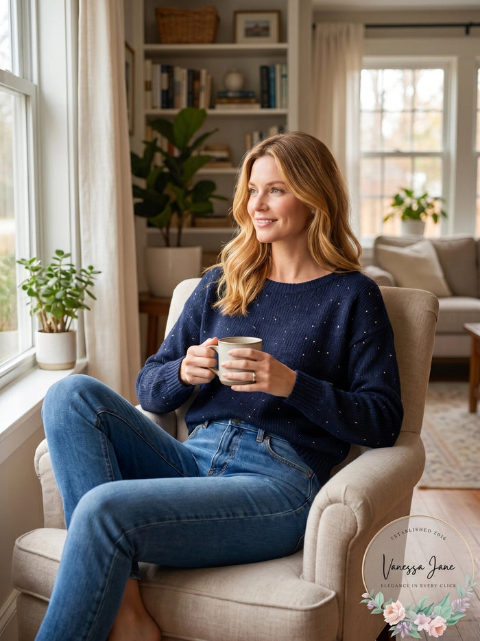 NIC+ZOE Falling Stars Embellished Sweater by Vanessa Jane