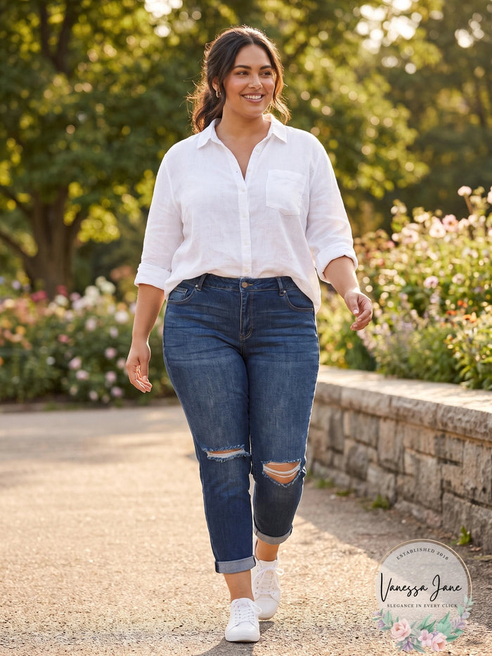 Celebrity Pink Trendy Plus Size Ripped Girlfriend-Fit Jeans, Size 22 by Vanessa Jane