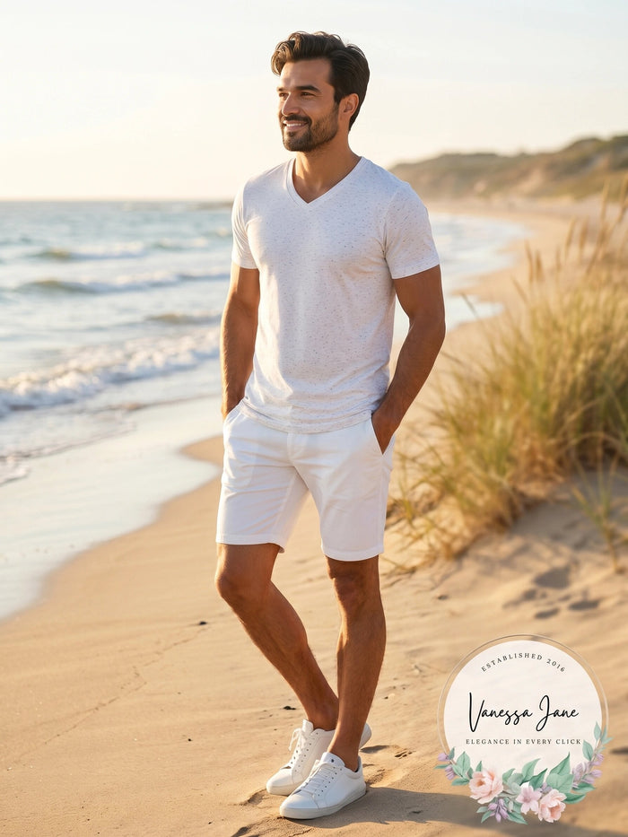 Alfani Mens Speckled Casual Sexy V-Neck T-Shirt by Vanessa Jane