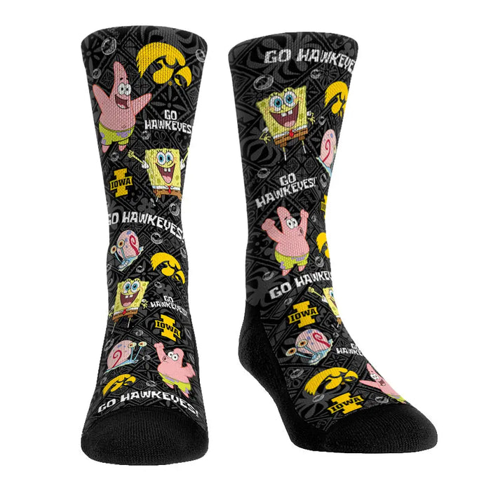 Iowa Hawkeyes - SpongeBob SquarePants Characters All-Over by Rock 'Em Socks