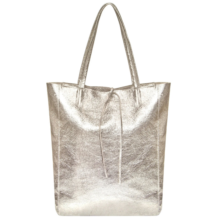 Italian Genuine Metallic Suede Tote Bag | Pisa by TAKEASY