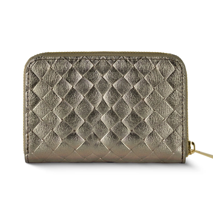 Italian Genuine Woven-Embossed Metallic Suede Wallet | Pesaro by TAKEASY