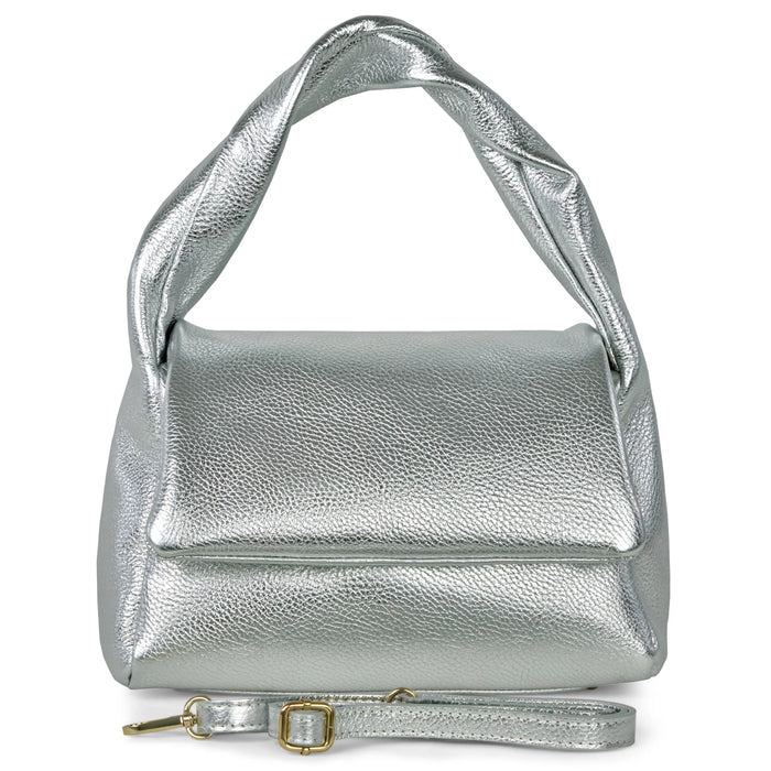Italian Metallic Full-Grain Leather Top-Handle Bag | Trieste by TAKEASY