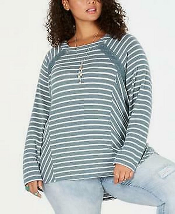 Eyeshadow Trendy Women's Plus Size Striped Crochet-Trim Top, Size 2X by Vanessa Jane