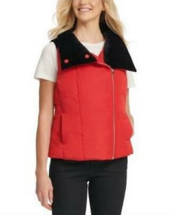Dkny Velvet-Trim Puffer Vest, Size Large by Vanessa Jane