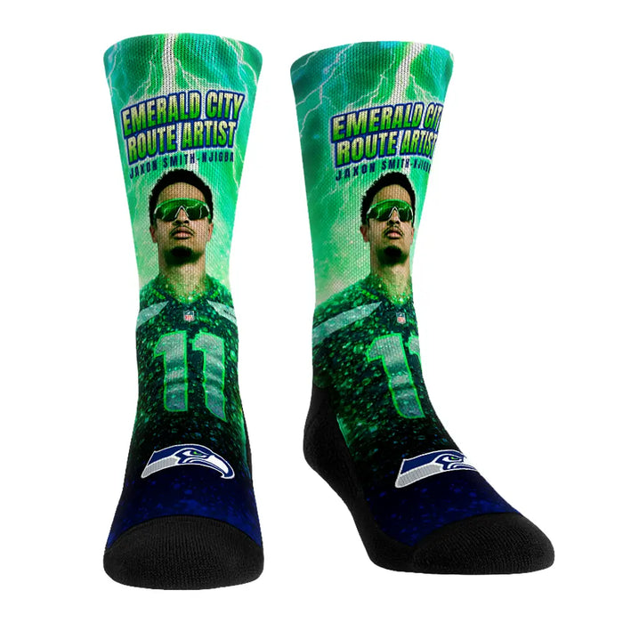 Jaxon Smith Njigba - Seattle Seahawks - Emerald City Route Artist by Rock 'Em Socks