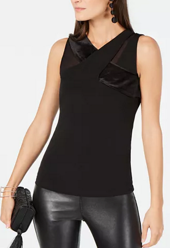 International Concepts Womens Petites Velvet Lace Tank Top by Vanessa Jane