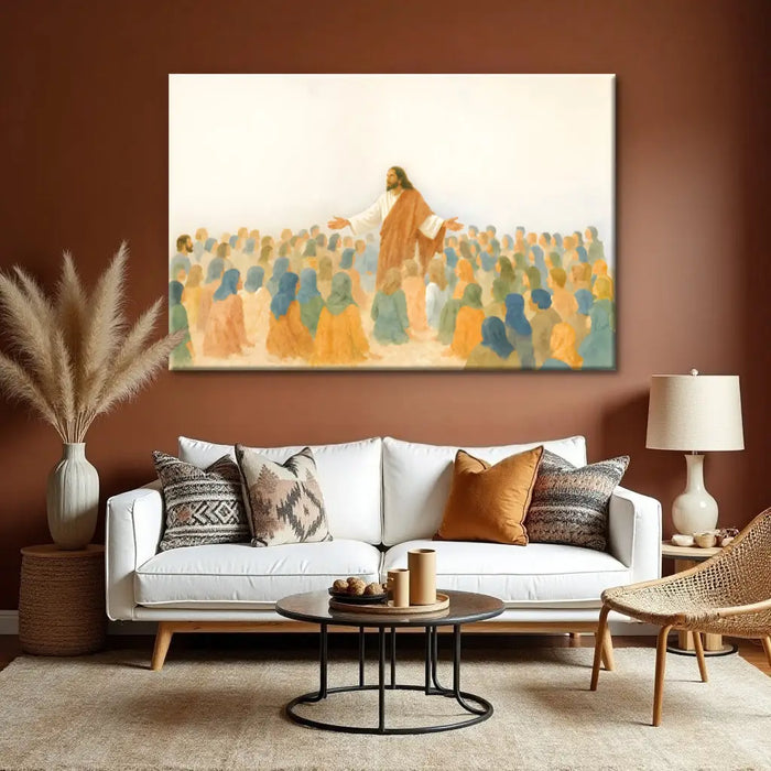Jesus Speaking To Crowd Faith Wall Art by Tailored Canvases