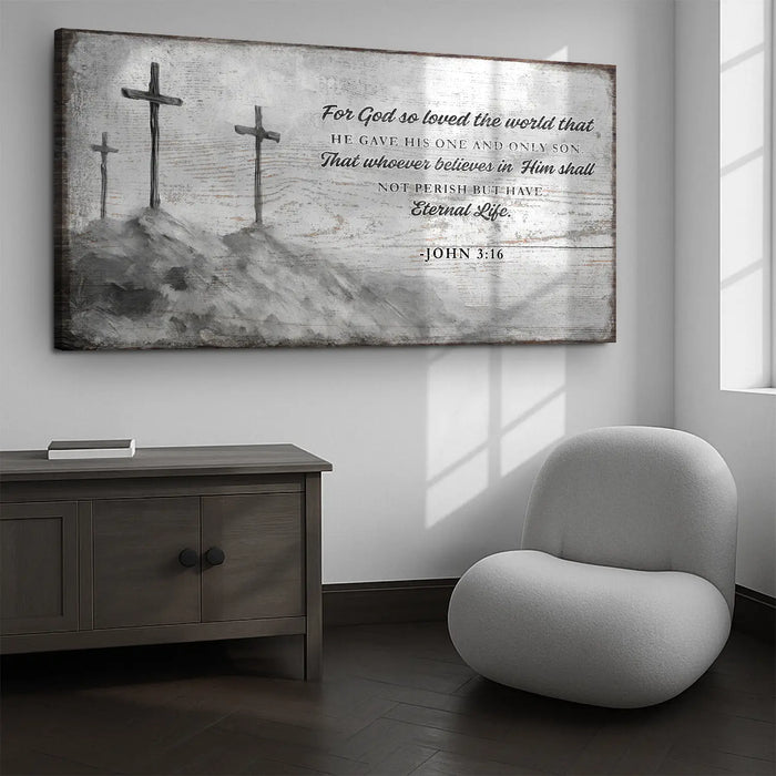 John 3:16: For God So Loved The World Faith Sign VIII by Tailored Canvases