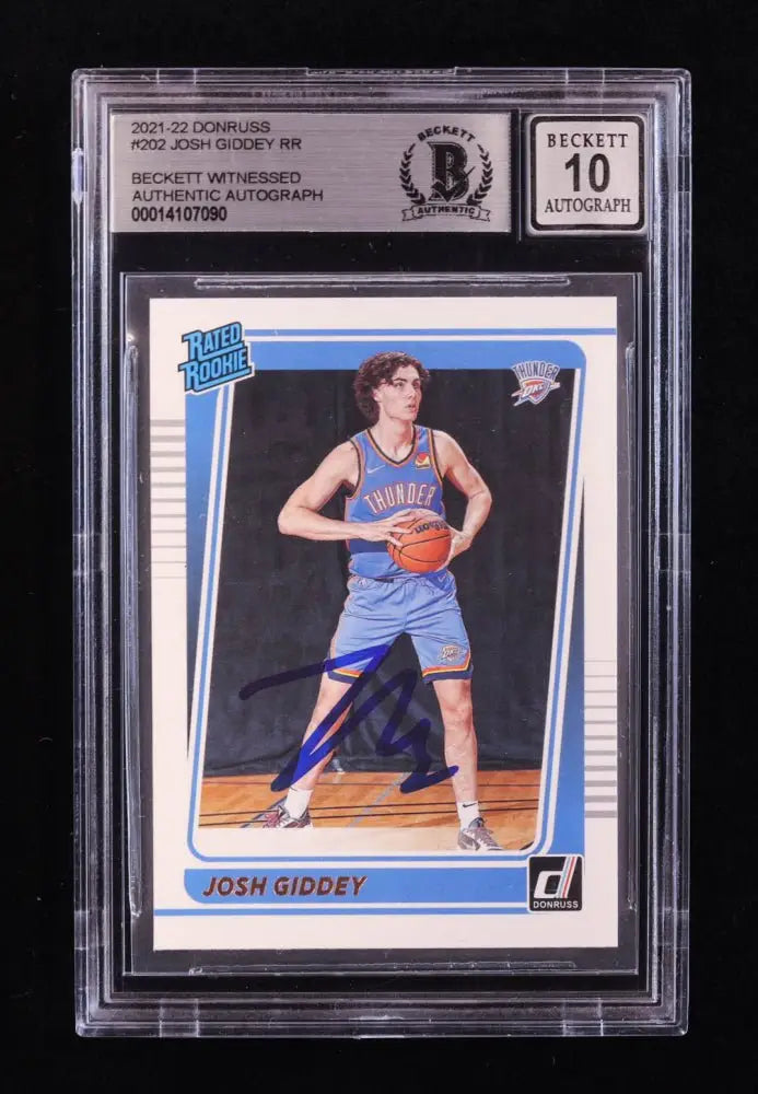 Josh Giddey Signed 2021-22 Donruss #202 RR RC (BGS | Auto 10) Rookie Card | Beckett Witnessed by Price Is Right Miami