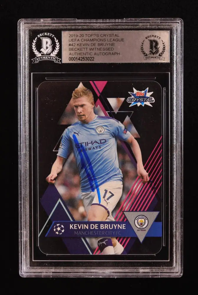 Kevin De Bruyne Signed 2019-20 Topps Crystal UEFA Champions League #42 (BGS) Beckett Witnessed by Price Is Right Miami